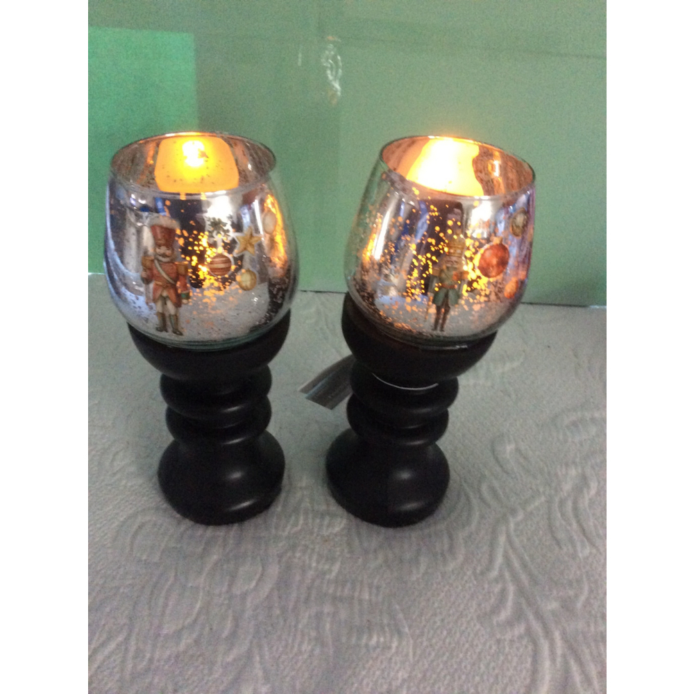 Unbranded Candles & Holders One Size Silver Black Christmas Nutcracker Set